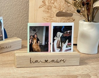 Photo bar made of oak wood for postcards or pictures, Polaroid, Instax, photo stand, card stand, card holder, customizable