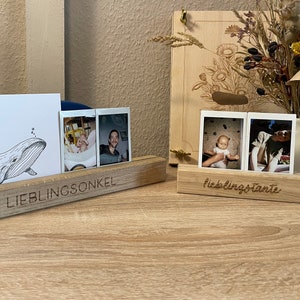 Fotoleiste aus Eichen Holz für Postkarten oder Bilder, Polaroid, Instax, Fotoständer, Kartenständer, Kartenhalter, Personalisierbar