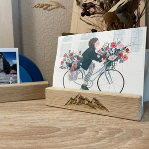 Fotoleiste aus Eichen Holz für Postkarten oder Bilder, Polaroid, Instax, Fotoständer, Kartenständer, Kartenhalter, Personalisierbar