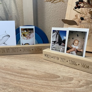 Barra fotografica in legno di rovere per cartoline o quadri, Polaroid, Instax, portafoto, portacarte, porta carte, personalizzabile