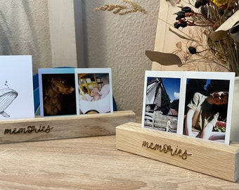 Photo bar &quot;memories&quot; in oak wood, postcards, pictures, Polaroid, Instax, photo stand, card stand, card holder, customizable