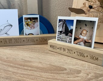Photo bar made of oak wood for postcards or pictures, Polaroid, Instax, photo stand, card stand, card holder, customizable