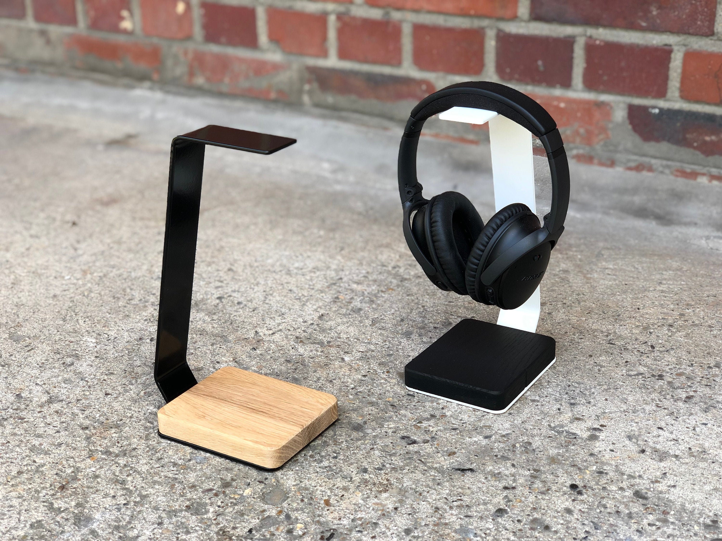 Headphone Stand Wood and Steel Wood Headphone Stand Headset Stand