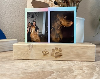 Photo bar &quot;Dog Paws&quot; made of oak wood, postcards, pictures, Polaroid, Instax, photo stand, card stand, card holder, customizable