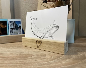 Photo bar "Heart" in oak wood, postcards, pictures, Polaroid, Instax, photo stand, card stand, card holder, customizable