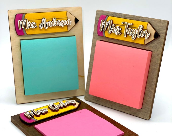 Teacher Sticky Note Pad Holder Gift | Personalized Teacher Name Gift | Student Gift For Teacher | Teacher Gift | Teacher End of Year Gift