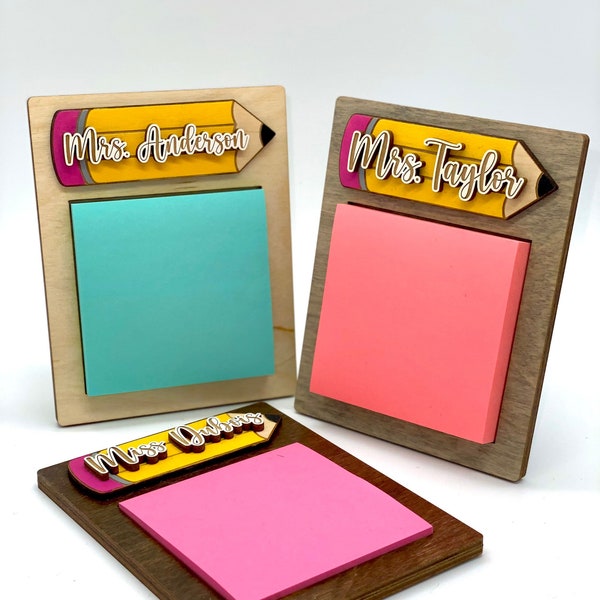 Leraar Sticky Note Pad houder cadeau | Gepersonaliseerde leraar naam cadeau | Studentencadeau voor leraar | Leraar bureau cadeau | Schooljaar 2023 2024