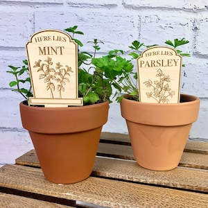 Herb Garden Tombstone Plant Markers / Gardening Gift / Headstone Plant Marker