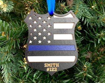 Thin Blue Line Ornament | Personalized Police Ornament | Police Badge Ornament | 2023 Ornament | 2023 Ornament