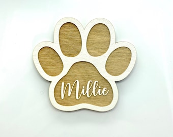 Dog Magnet | Custom Pet Name Magnet | Paw Print Shape | Gift for Animal Lovers | Fur Babies