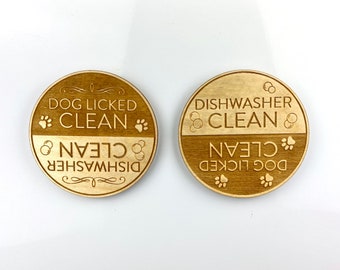 Dirty/Clean Dishwasher Magnets | Funny Dog Decor | Dog Licked Them Clean