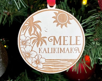 Mele Kalikimaka Ornament | Hawaii Christmas Ornament | 2025 Ornament | Hawaiian Mele Kalikimaka Me Ka Hau’oli Makahiki Hou