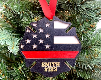 Thin Red Line Ornament | Personalized Firefighter Ornament | Maltese Cross Ornament | 2025 Ornament | Firehouse Gift | 2026 Ornament