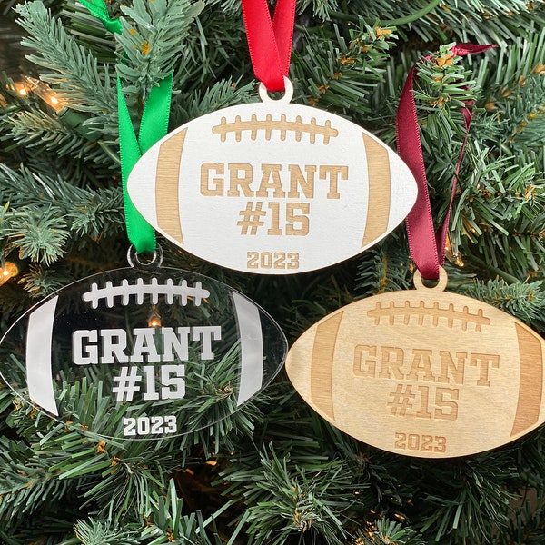 Football Ornament | Personalized Sports Ornament | 2023 Ornament | Team Gift | Senior Gift | 2024 Ornament | School Sport Gift