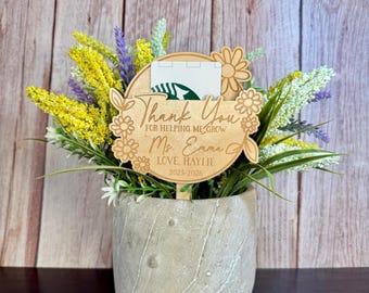 Teacher Flower Stake Gift Card Holder | End of Year | Daisy Design | Plant | Succulent Tag