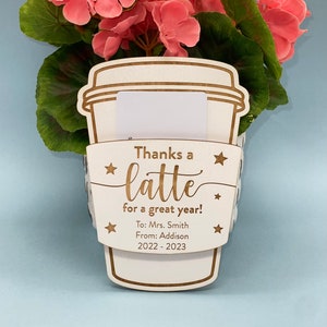 Lehrer Geschenk Kartenhalter | Lehrer-Ende des Jahres Geschenk | Latte Design | Kaffee für Lehrer | Geschenke für Lehrer