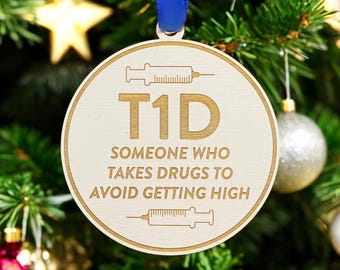 T1D Definition Ornament | Type 1 Diabetes Ornament | Diabetic Ornament | 2025 Ornament | T1D Awareness