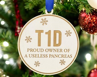 T1D Definition Ornament | Type 1 Diabetes Ornament | Diabetic Ornament | 2025 Ornament | T1D Awareness