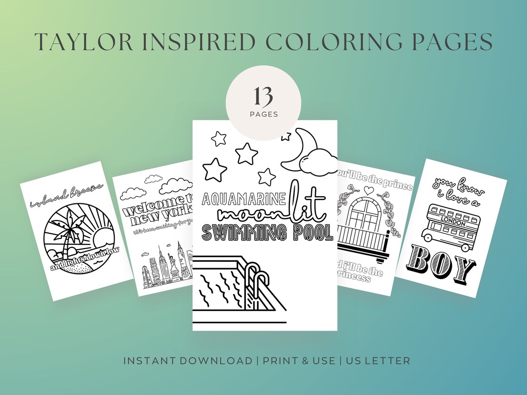 Taylor Swift Inspired Coloring Book, Activity Pages, Swiftie, Printable
