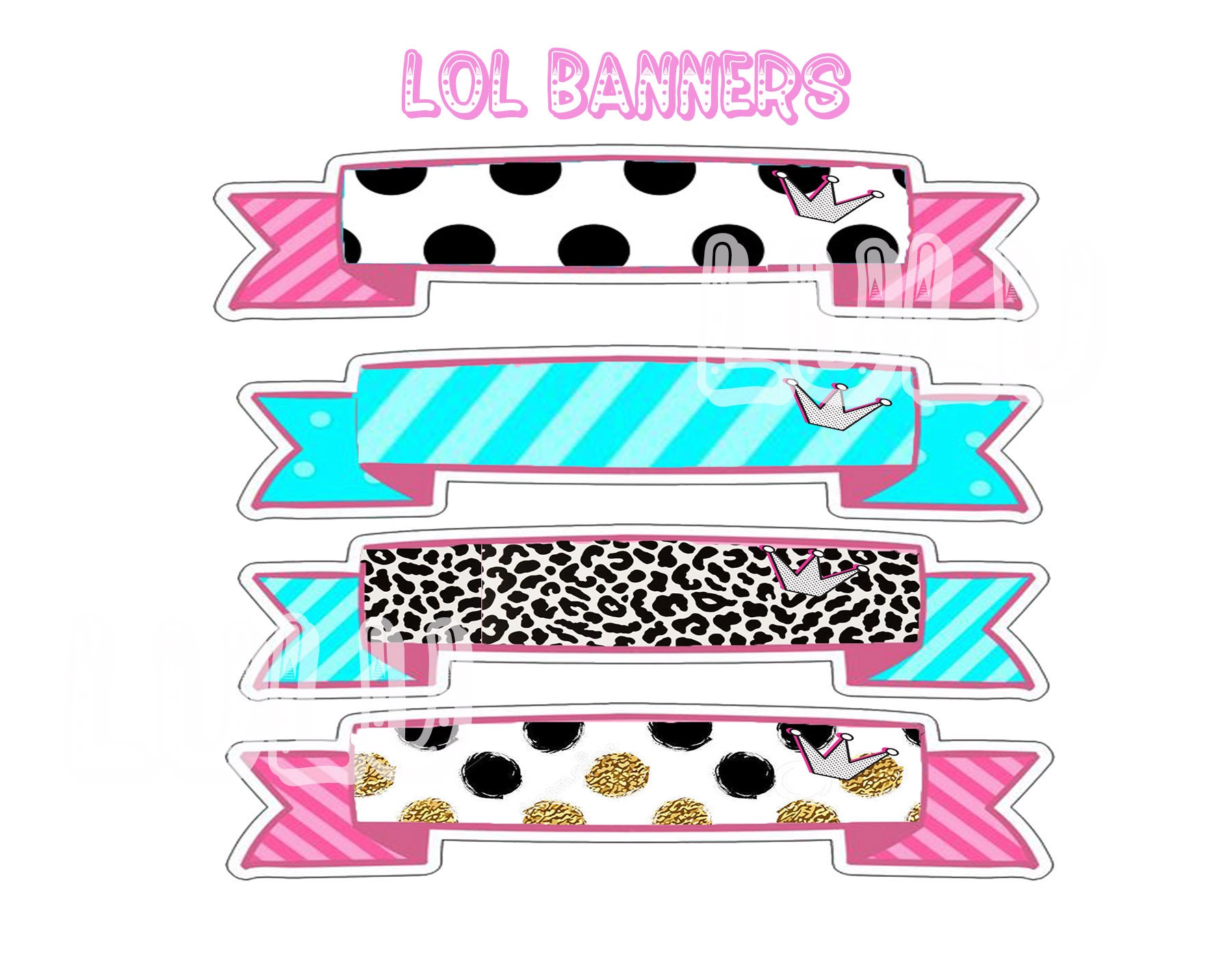 Printable lol banners set digital lol banners set | Etsy