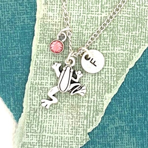 Frog Necklace, Frog Jewelry, Frog Gift, Frog Lover Gift, Amphibian Jewelry, Initial Pendant, Personalized Gift for Friends, Frog Themed Gift