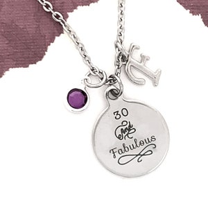 30th Birthday Gift for Women, 30 and Fabulous, Gift for 30 Year Old, Personalized Gift, Birthday Jewelry, Thirtieth Birthday Gift for Friend