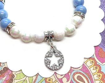 Star Beaded Bracelet, Star Charm Jewelry for Kids, Star Themed Gifts, Childrens Jewelry, Stretchy Bracelet, Personalized Little Girl Jewelry