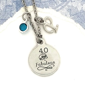 40th Birthday Gifts for Women, 40 and Fabulous, Fortieth Birthday Necklace, Birthday Gift for Women BFF, Personalized Gift, Initial Necklace
