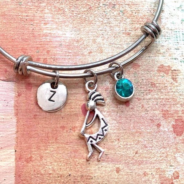 Kokopelli Bracelet, Kokopelli Jewelry, Southwest Jewelry, Southwestern Bangle Bracelet, Fertility Gift, Native American Personalized Gift