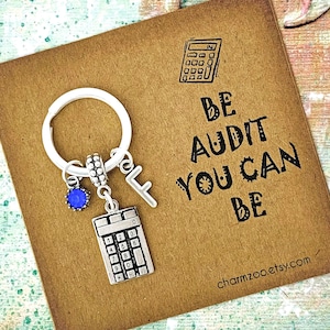 Auditor Gift, Accountant Keychain, Bookkeeper Gifts, Personalized Gift, Calculator Charm, Banker, Accounting Student Graduation Gift