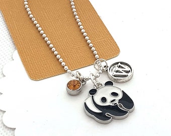 Panda Necklace, Enamel Charm Pendant, Panda Jewelry, Children's Jewellery, Panda Gifts for Kids, Cute Animal Necklaces, Personalized Gifts