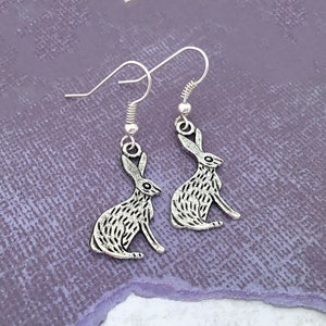 Rabbit Earrings, Bunny Earrings, Hare Earrings, Silver Dangle Earrings, Easter Bunny Gifts, Easter Rabbit Earrings, Bunny Charm Earrings