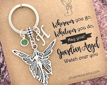Llavero de ángel de la guarda, regalo personalizado, religioso, cristiano, para conductores noveles, mejores amigos, novias y adolescentes.