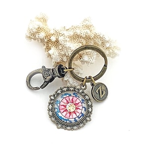 Sun Keychain, Sun Face, Personalized Celestial Gift, Purse Charms for Handbags, Cabochon Key Chain, Sun Lover Gift for Women, Sun Worship
