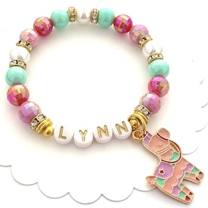 Llama Bracelet, Alpaca Bracelet, Beaded Name Bracelet for Kids, Personalized Gifts, Children's Jewelry, Llama Jewelry, Kids Charm Bracelet