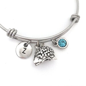 Hedgehog Bangle, Hedgehog Charm Bracelet, Hedgehog Jewelry, Personalized Hedgehog Gifts for Her Initial Bangle Charm Bangle Friendship Gifts