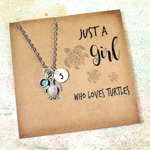 Sea Turtle Necklace, Turtle Jewelry, Initial Pendant, Sea Life Gift, Turtle Lover, Personalized Gifts, Turtle Rescuer, Charm Pendant for Mom
