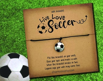 Soccer Wish Bracelet, Soccer Team Gift, Soccer Ball Bracelet, Soccer Gifts Under 5, Soccer Coach Gifts, Soccer Mom Jewelry, Friendship Gift