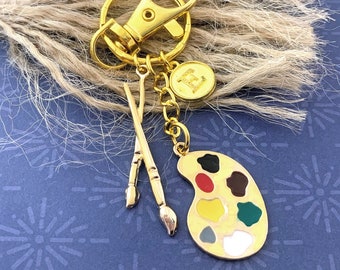 Artist Keychain, Painters Palette Charm Keyring, Personalized Art Lover Gift, Art Student Key Chain, Painter Gift, Art Teacher Gift