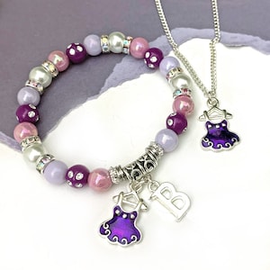 Ballerina Bracelet, Ballet Necklace, Stretch Bracelet for Girls, Bracelet and Necklace Set for Kids, Dance Jewelry, Ballet Jewelry for Kids