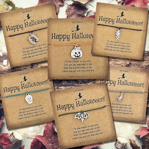 Halloween Wish Bracelet, Happy Halloween Gift, Halloween Card and Gift, Halloween Jewelry, String Bracelet, Halloween Charm Bracelet for Her