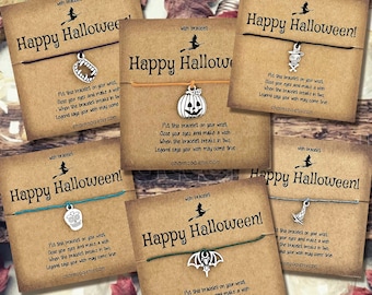 Halloween Wish Bracelet, Happy Halloween Gift, Halloween Card and Gift, Halloween Jewelry, String Bracelet, Halloween Charm Bracelet for Her