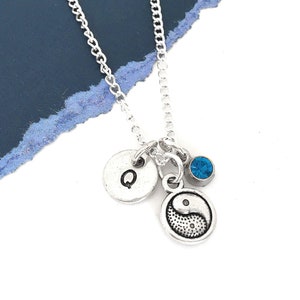 Yin Yang Necklace, Silver Yin Yang Pendant, Yin Yang Jewelry, Personalized Yin Yang Charm Necklace, Yin Yang Gift, Friendship Necklace