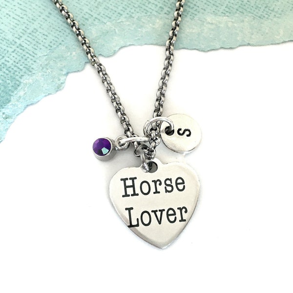 Horse Lover Necklace, Initial Necklace, Personalized Horse Rider Gifts, Custom Equestrian Pendant, Horse Owner Gift, Equine Jewelry for Her