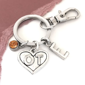 OT Keychain, Initial Key Ring, Occupational Therapy Key Chain, Occupational Therapist Gifts, Personalized Gifts, OT Graduation Gifts