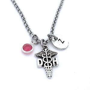 Dental Hygienist Necklace for Women Initial Necklace, Personalized Dental Hygienist Jewelry Graduation Gift, Caduceus Charm Hygienist Gift