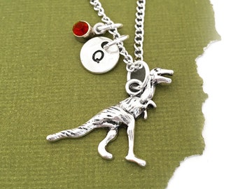 T-Rex Necklace, TRex Jewelry Dinosaur Necklace Personalized Dinosaur Gift for Kids Tyrannosaurus Rex Dinosaur Birthday Gift Initial Necklace