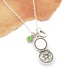 Makeup Compact Initial Necklace Makeup Artist Gift Personalized Cosmetologist Gift Cosmetology Graduation Gifts Beautician Gift MUA Gift