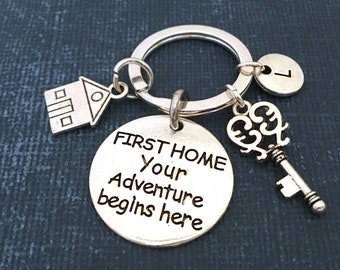 First Home Keychain First Home Gift Initial Keyring New Home Keychain New Home Gift Housewarming Keychain Gift from Realtor New Home Keyring