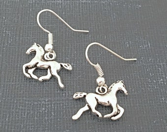 Horse Earrings, Equestrian Jewelry, Race Horse Owner Gifts, Animal Lover Gift, Pony Charm Earrings